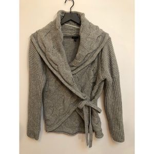Apt. 9 Grey Cable Shawl Collar Tie Sweater Size L
